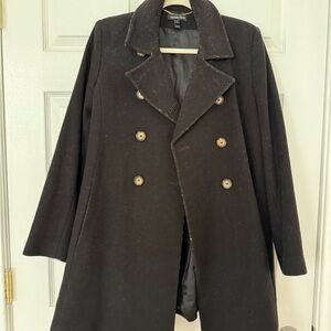 Maternity Black Double-Breasted Coat